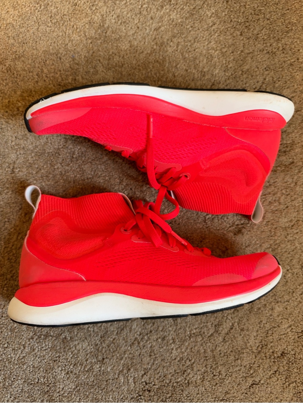 lululemon athletica Vibrant Red Knit High-Top Sneakers